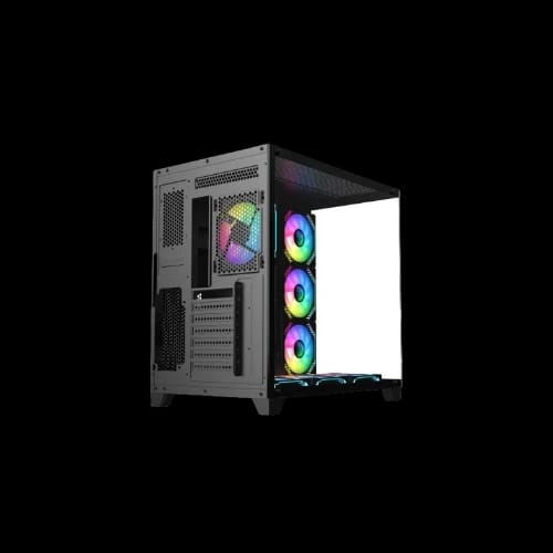 pc power iceberg v3 gaming case with 7 infinity argb fan black left view