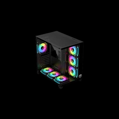 pc power iceberg v3 gaming case with 7 infinity argb fan black view