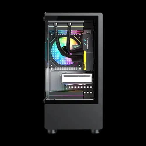 pc power vertical x2 infinity bk matx mid tower gaming casing front