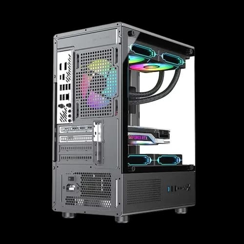 pc power vertical x2 infinity bk matx mid tower gaming casing left