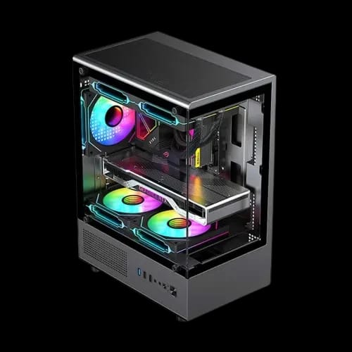 pc power vertical x2 infinity bk matx mid tower gaming casing top left