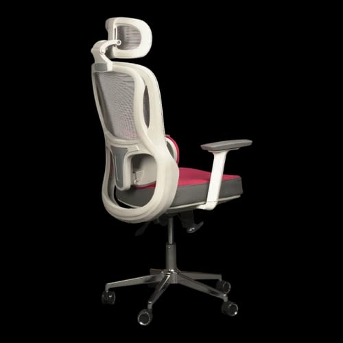 pcb ergo ease chair grey velvet red back right side view