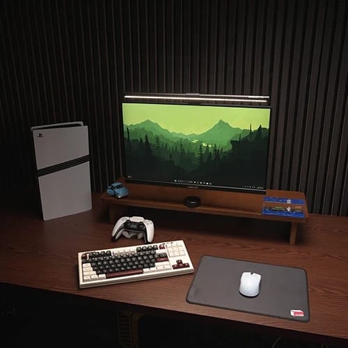 pcb store exclusive desk setup with black mouse pad