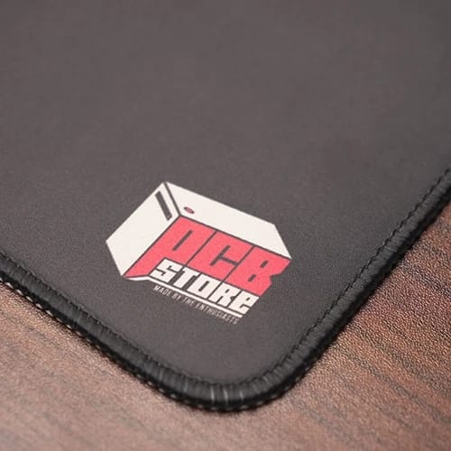 pcb store exclusive mouse pad close up showing stitched edges