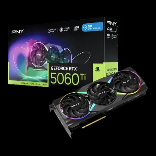 pny geforce rtx 5060 ti 8gb epic x rgb oc triple fan gddr7 graphics card