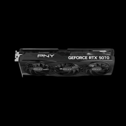 pny geforce rtx 5070 oc triple fan gpu backplate view