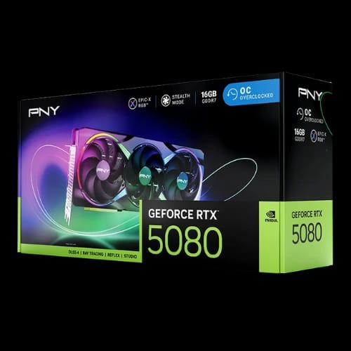 pny geforce rtx 5080 16gb gddr7 argb epic x rgb oc triple fan graphics card 2