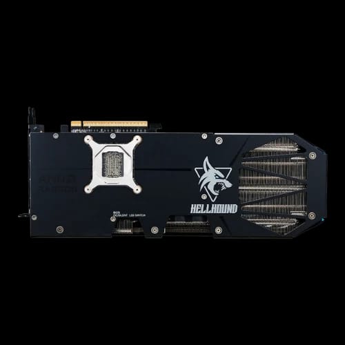 powercolor hellhound amd radeon rx 9070 xt 16gb gddr6 graphics card back side