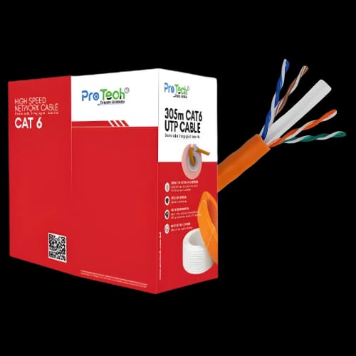 pro tech ptn c6 ccam in or 305m cat6 utp cable orange main