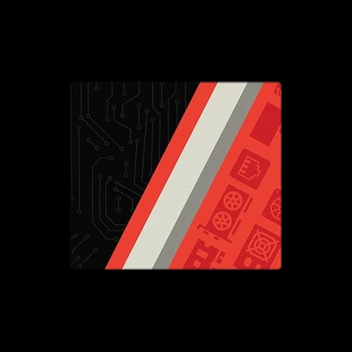 pulse matrix mouse pad with red and black circuit design