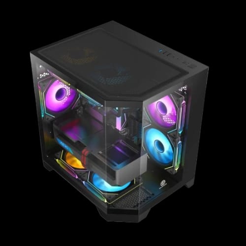 revenger air box mini 5 argb infinity fans mid tower gaming desktop case black 2