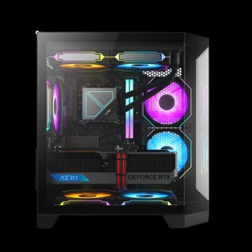 revenger air box mini 5 argb infinity fans mid tower gaming desktop case black 3