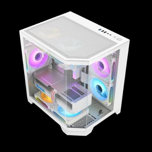 revenger air box mini 5 argb infinity fans mid tower gaming desktop case white 3