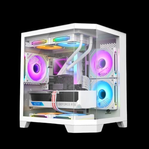 revenger air box mini 5 argb infinity fans mid tower gaming desktop case white