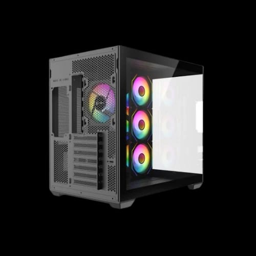 revenger air space btf 4 argb infinity fan atx black gaming casing tempered glass window 2
