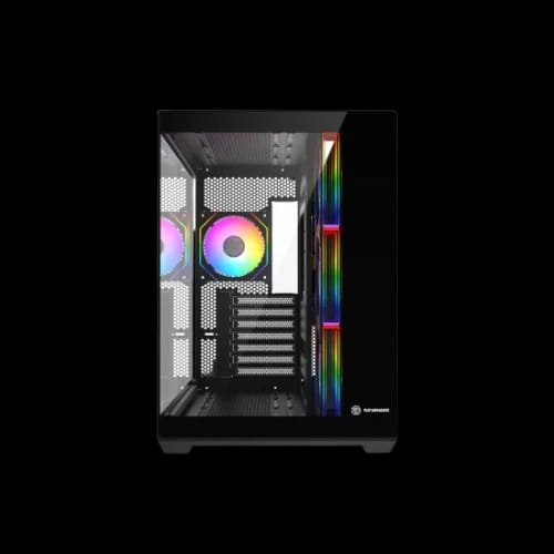 revenger air space btf 4 argb infinity fan atx black gaming casing tempered glass window 3