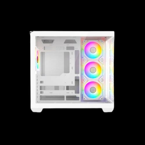 revenger air space btf 4 argb infinity fan atx white gaming casing tempered glass window 2