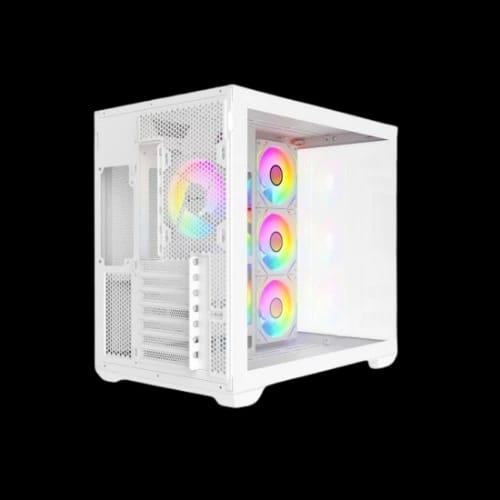 revenger air space btf 4 argb infinity fan atx white gaming casing tempered glass window 3