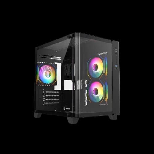 revenger air tank mini argb infinity fan atx gaming case black 1