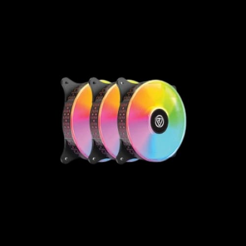 revenger rainbow 3 120mm argb black casing cooling fan with controller 3xfan 2