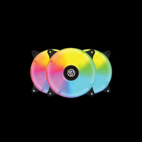 revenger rainbow 3 120mm argb black casing cooling fan with controller 3xfan 3