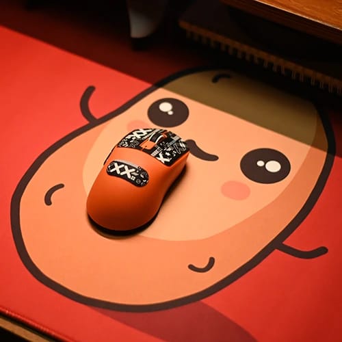 russet potato desk mat with mouse on cartoon potato graphic