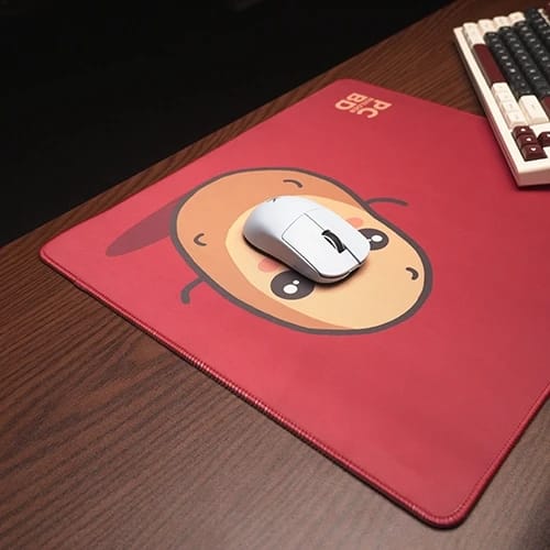 russet potato red mouse pad with mouse on cartoon graphic