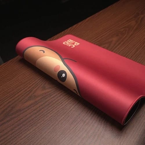 russet potato rolled mouse pad showing flexible material 1