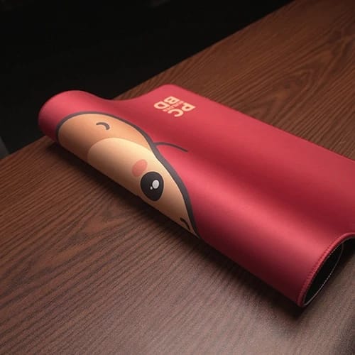 russet potato rolled mouse pad showing flexible material