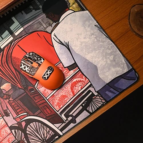 street vibes mouse pad with mouse on rickshaw graphic