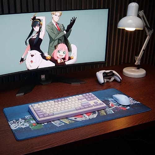 strength in unity blue mousepad battlestation 700 300webp on desk with monitor