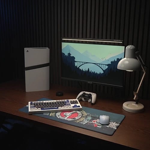 strength in unity blue mousepad deskmat 700 300webp with monitor ps5 on desk