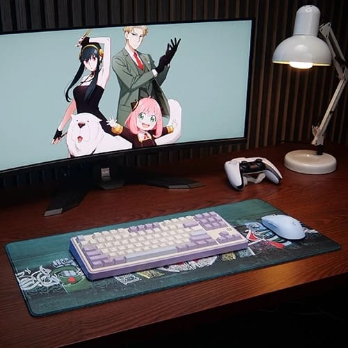 strength in unity green gaming desk setup with illustrated desk mat 1