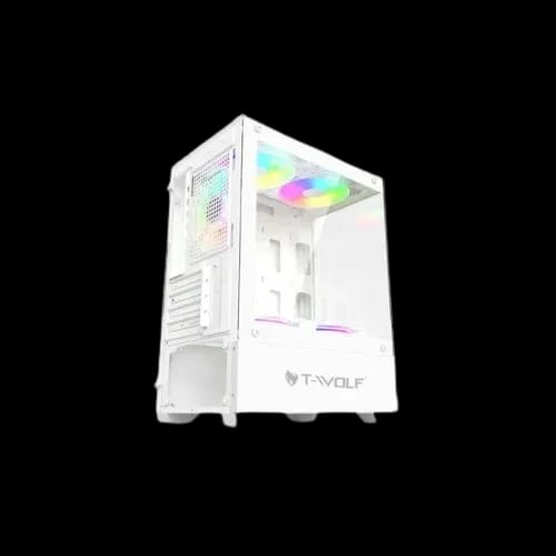 t wolf ice cooler x5 argb m atx mid tower gaming casing white side