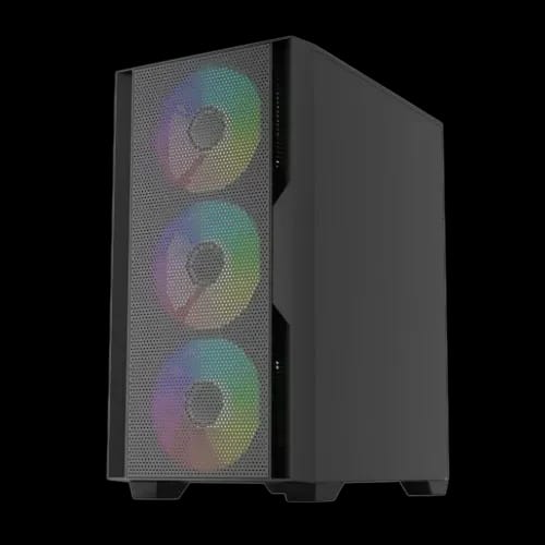 t wolf phantom x4 rgb m atx mid tower gaming case with 200w psu angled