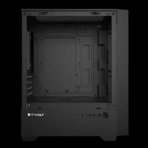 t wolf phantom x4 rgb m atx mid tower gaming case with 200w psu side panel open