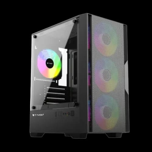 t wolf phantom x4 rgb m atx mid tower gaming case with 200w psu