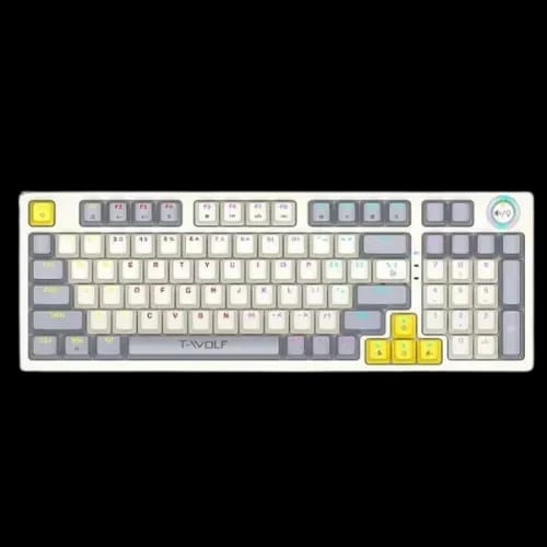 t wolf t50 wired rgb mechanical gaming keyboard with knobgray white