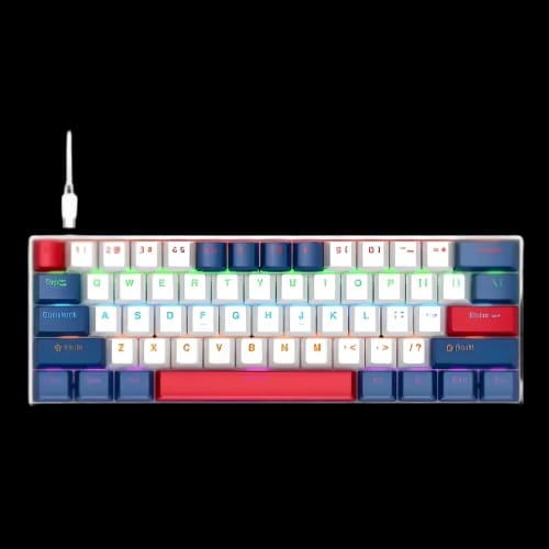 t wolf t60 60 wired rgb mechanical gaming keyboard white blue