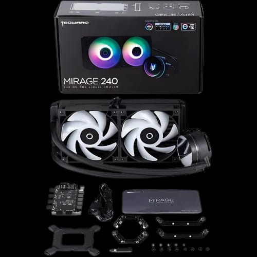 tecware mirage rgb 240mm all in one liquid cooler black full set