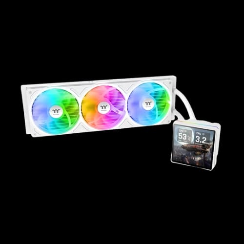 thermaltake th360 v3 ultra argb sync snow edition 360mm aio liquid cpu cooler with display white