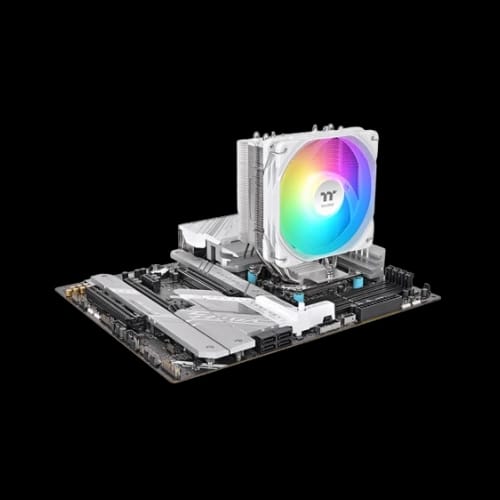 thermaltake ux400 cpu air cooler argb sync white on motherboard