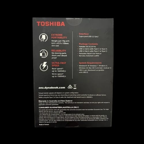 toshiba xc20 pro usb c portable ssd box