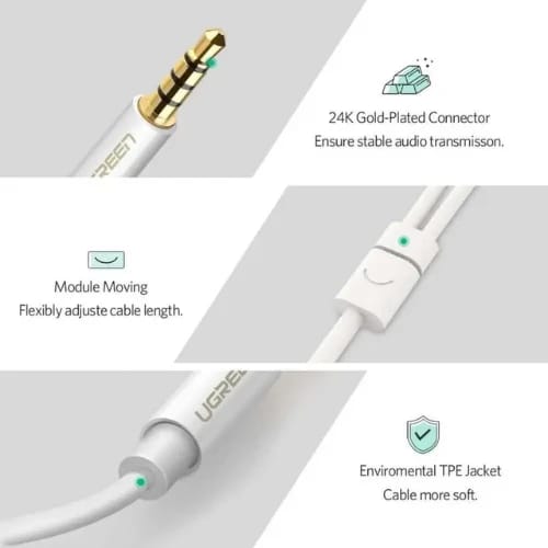 ugreen 10789 35mm male to 2 female audio cable abs case white banner 2