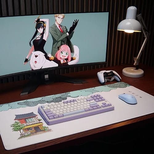 ukiru mouse pad gaming desk setup with graphic desk mat