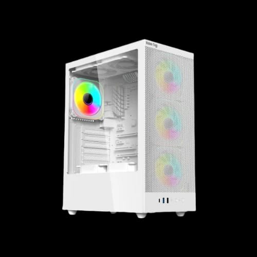 value top aunix 81f4w full white atx argb gaming case with 4xargb fan