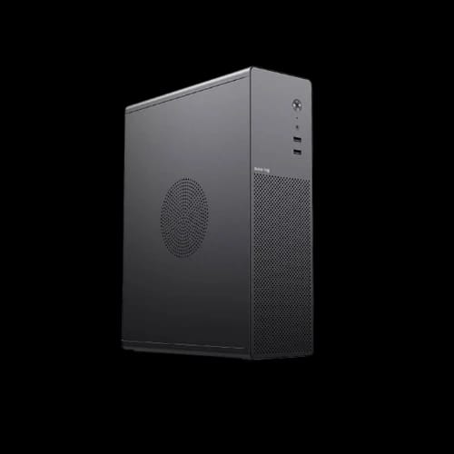 value top desk n1 mini tower black micro atx desktop case with standard psu back site view