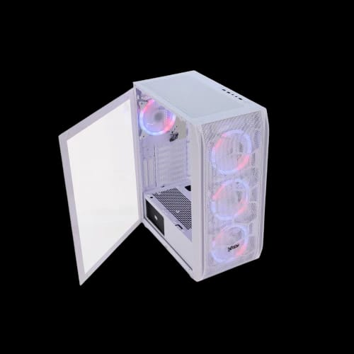 virtu y03 mesh atx tower gaming case white 2