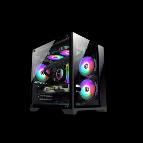 wintech skyview x2 argb m atx mid tower temperred glass gaming desktop case black