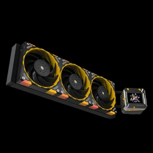 yeston zeaginal zc zeus xt 360mm argb liquid cooler with lcd display angled